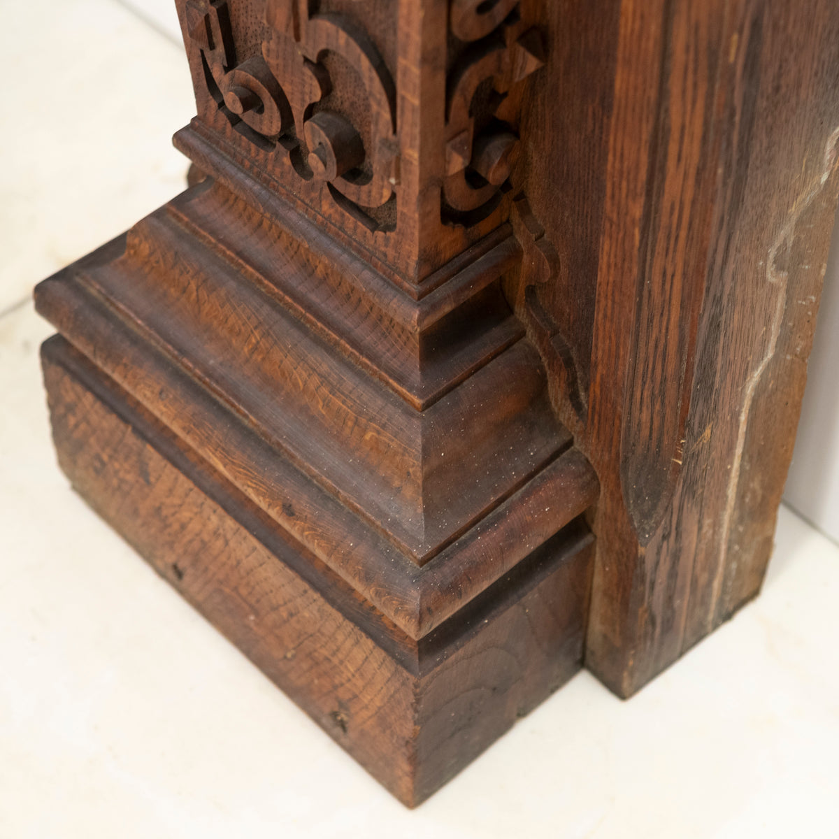 Monumental Antique Arts & Crafts Carved Oak Fireplace Surround | The Architectural Forum