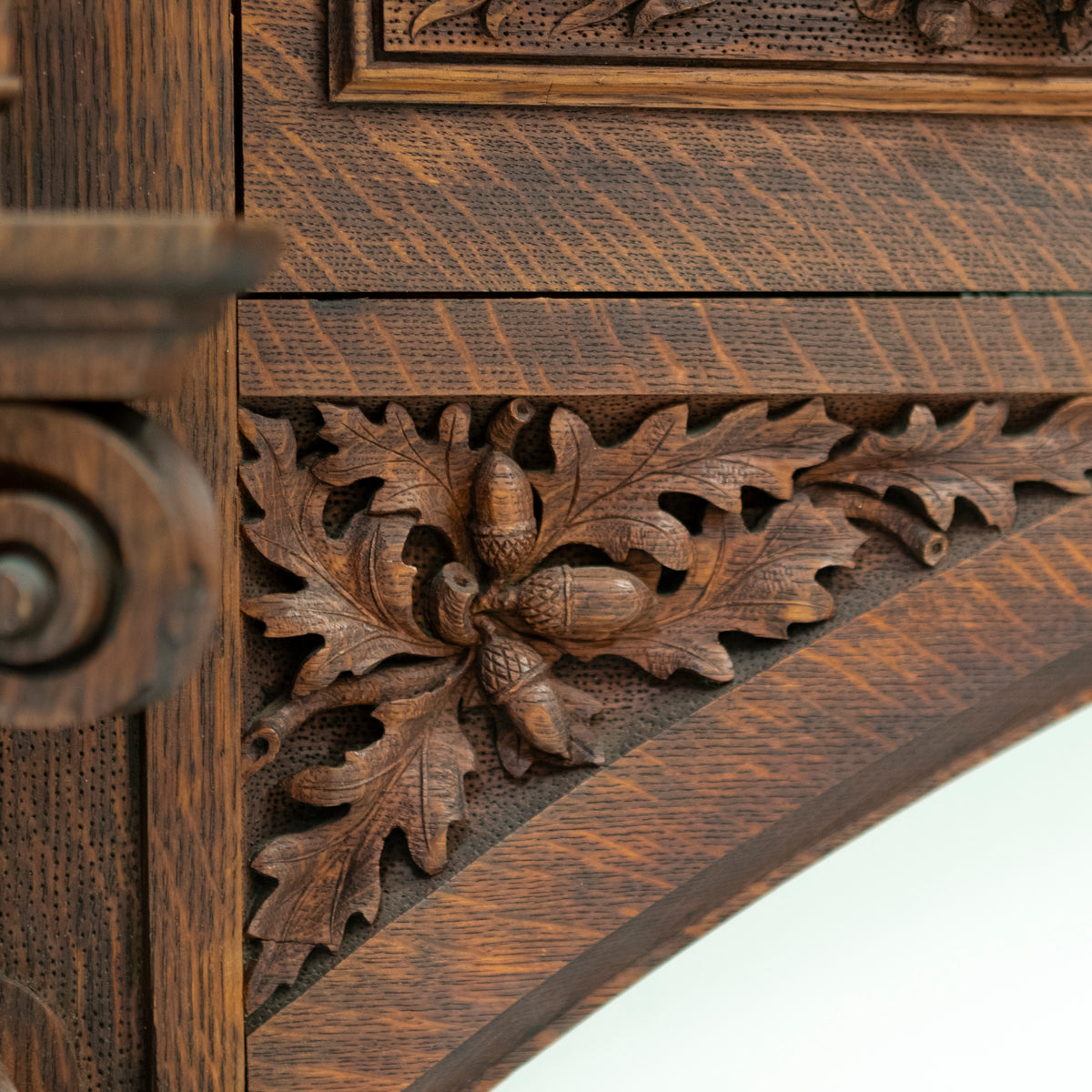 Monumental Antique Arts & Crafts Carved Oak Fireplace Surround | The Architectural Forum