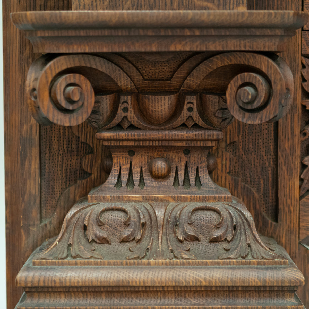 Monumental Antique Arts & Crafts Carved Oak Fireplace Surround | The Architectural Forum