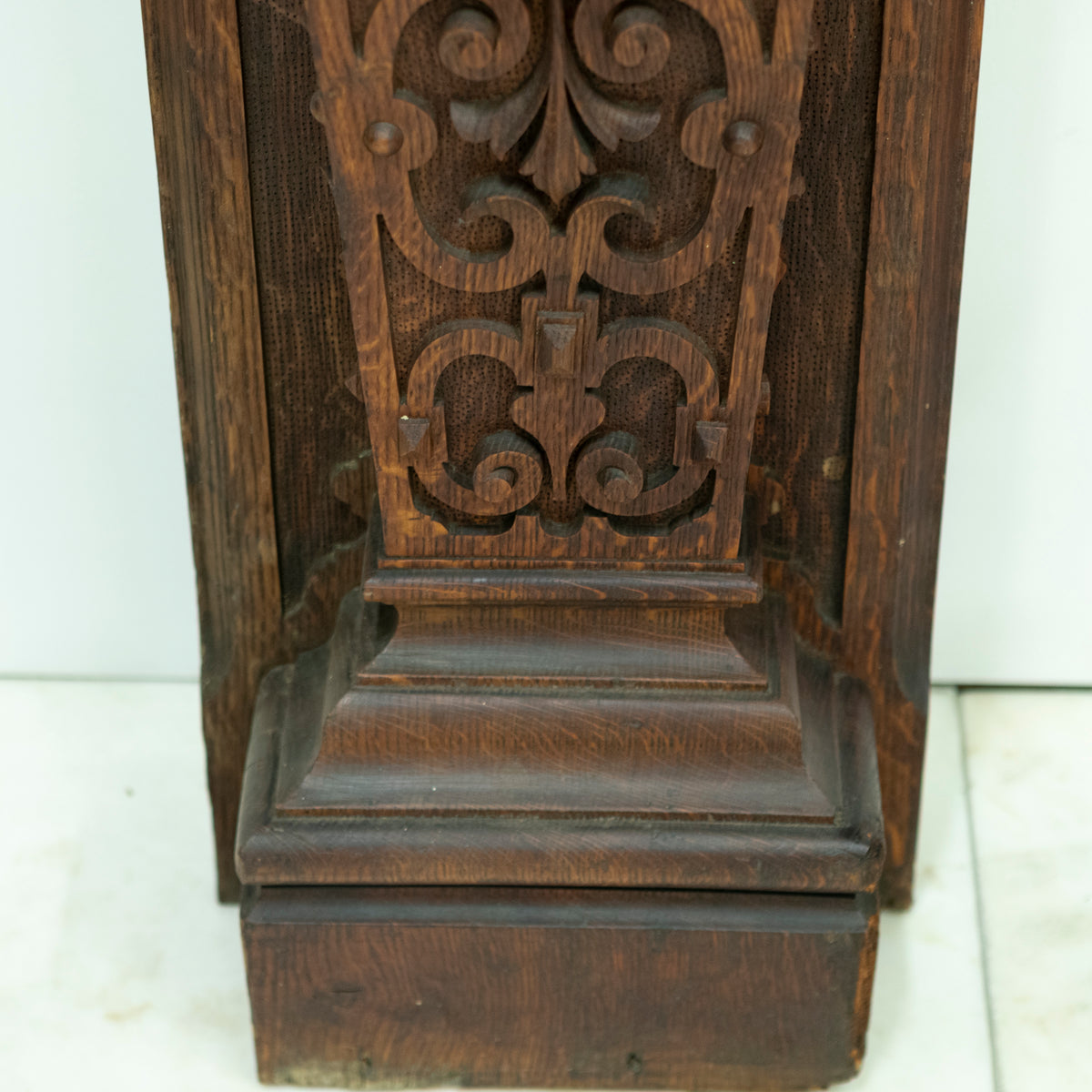 Monumental Antique Arts & Crafts Carved Oak Fireplace Surround | The Architectural Forum