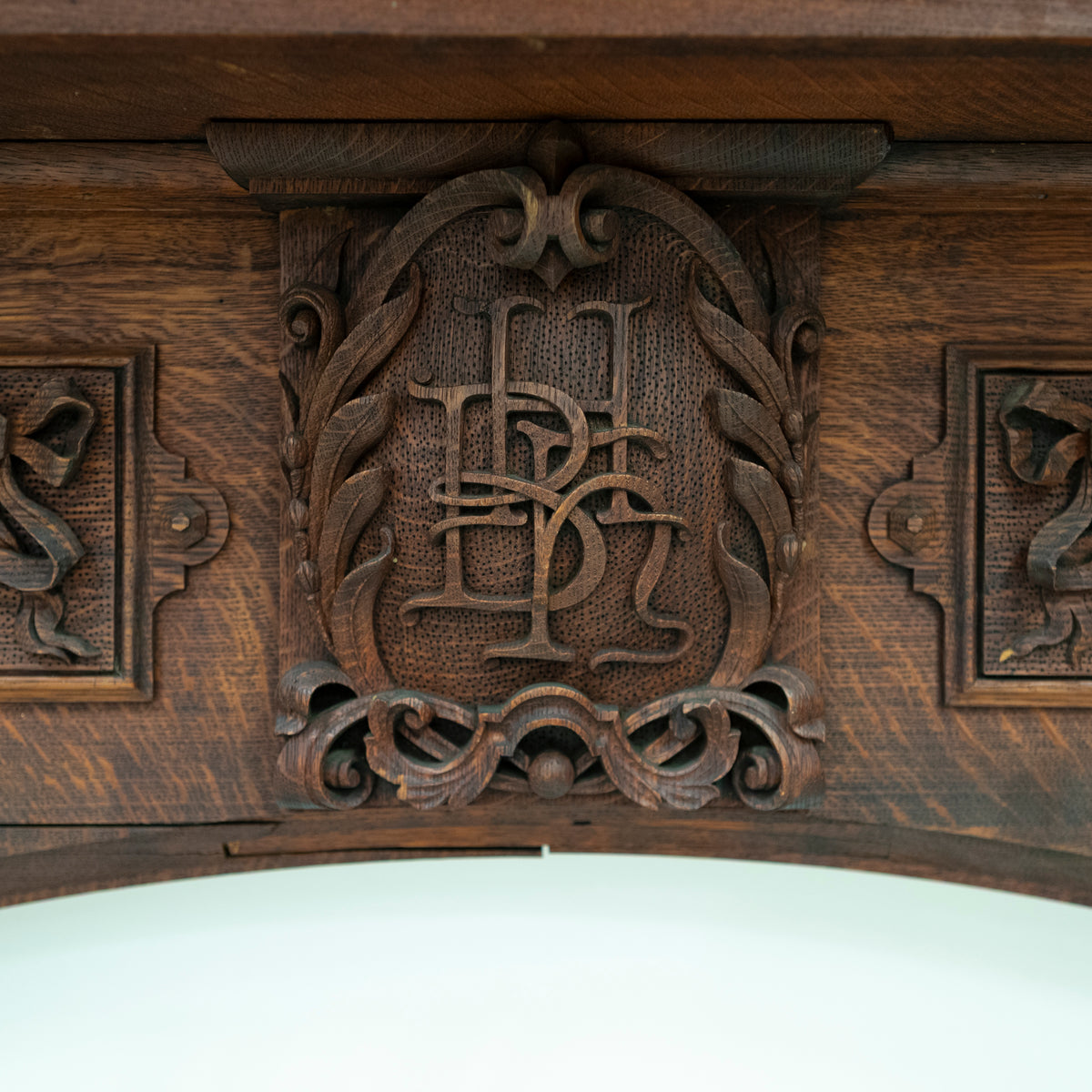 Monumental Antique Arts & Crafts Carved Oak Fireplace Surround | The Architectural Forum