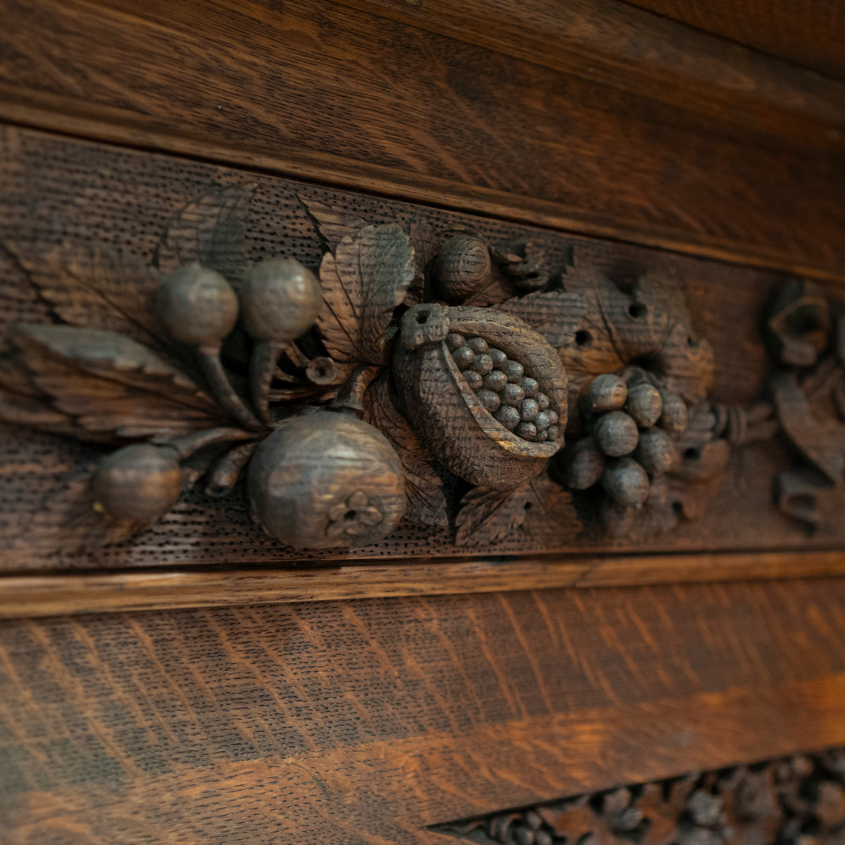 Monumental Antique Arts & Crafts Carved Oak Fireplace Surround | The Architectural Forum