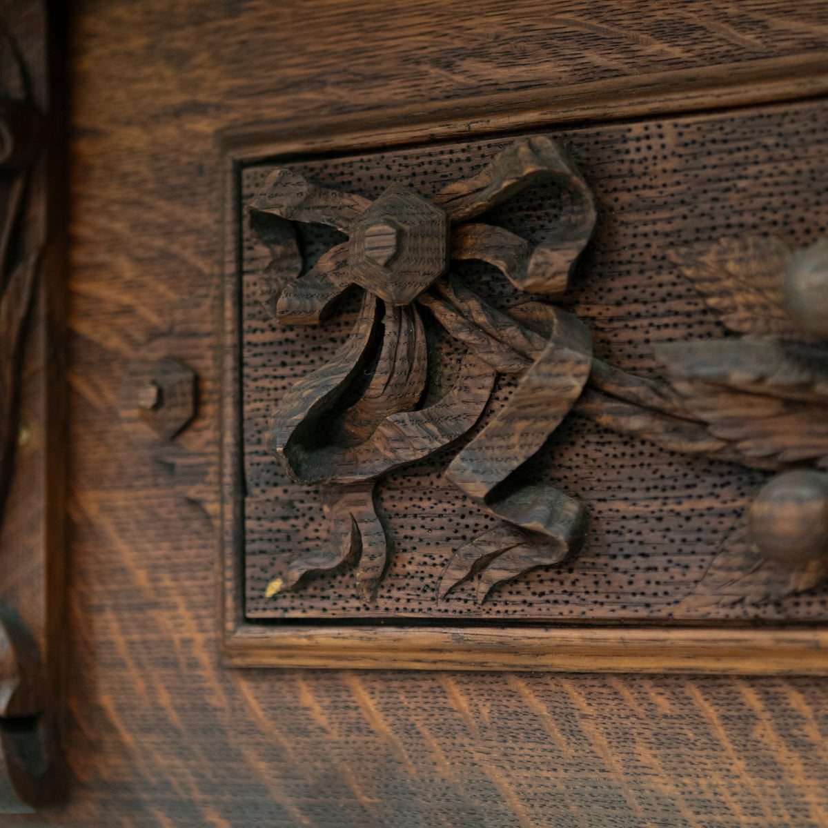 Monumental Antique Arts & Crafts Carved Oak Fireplace Surround | The Architectural Forum