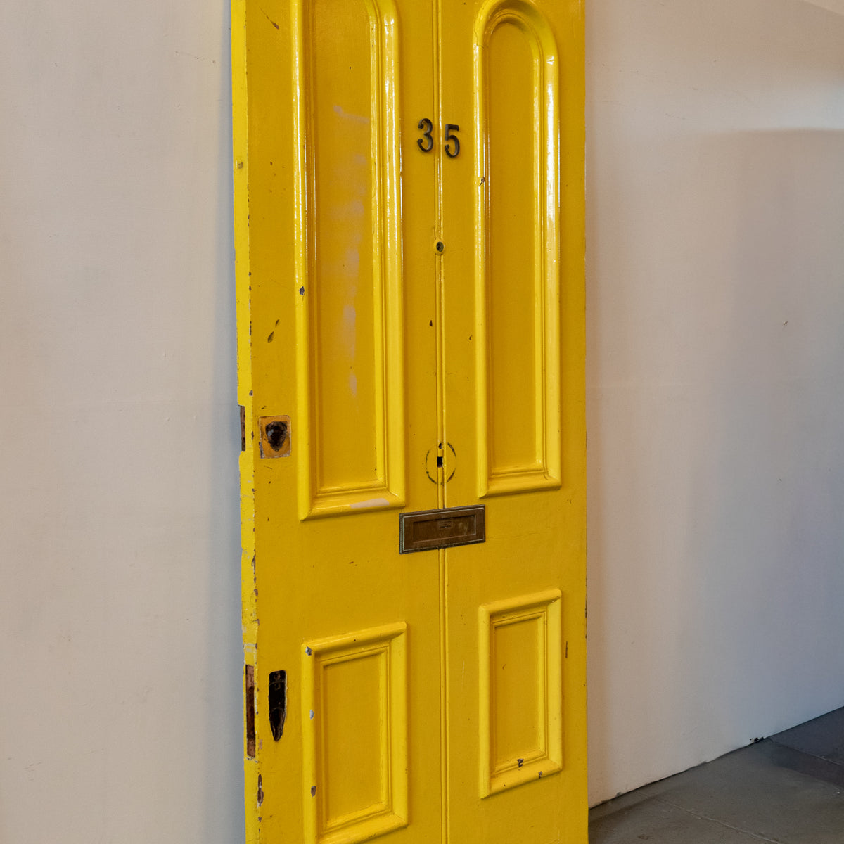 Antique Late Georgian Solid Pine Front Door with Arched Panels | 229.5cm x 106.5cm