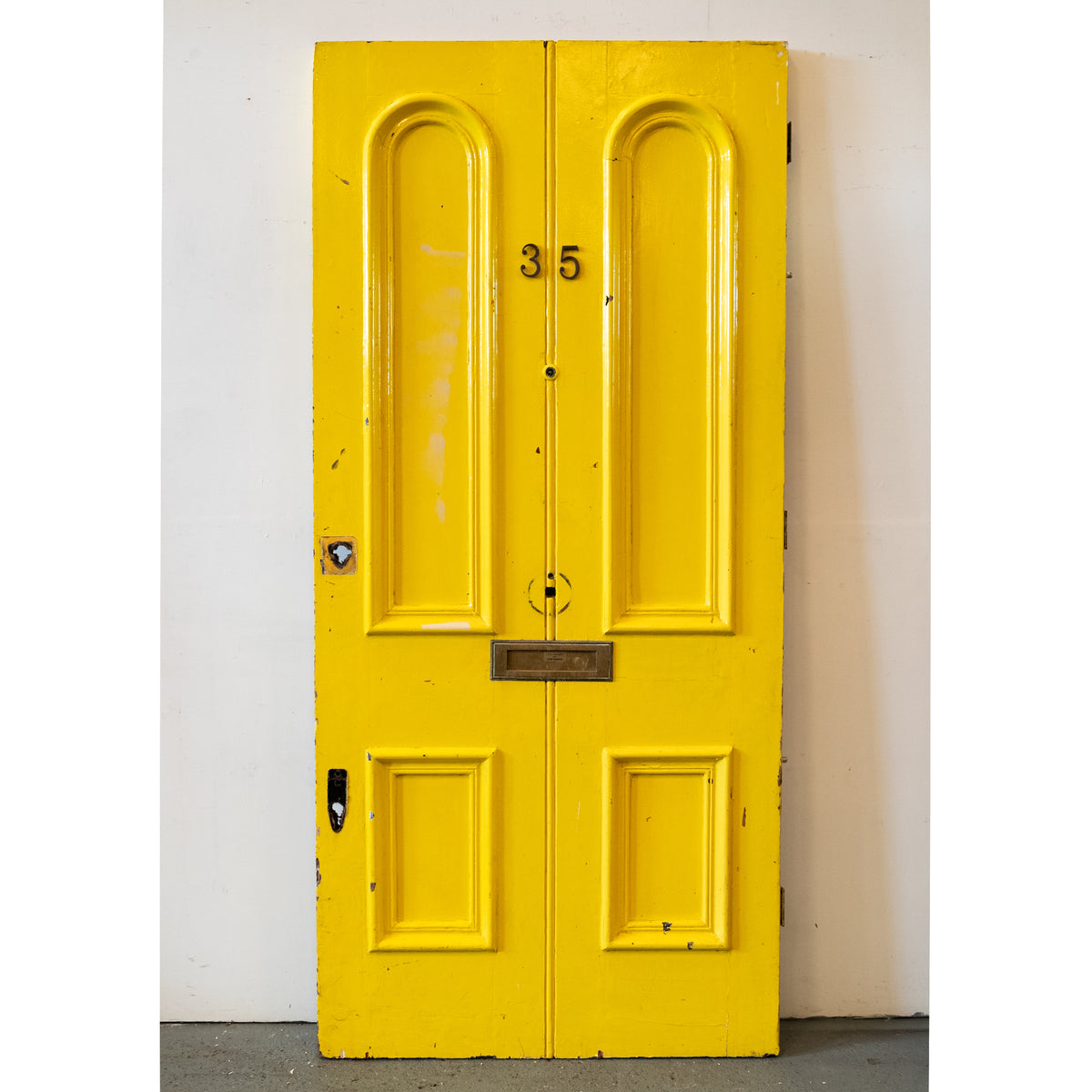 Antique Late Georgian Solid Pine Front Door with Arched Panels | 229.5cm x 106.5cm