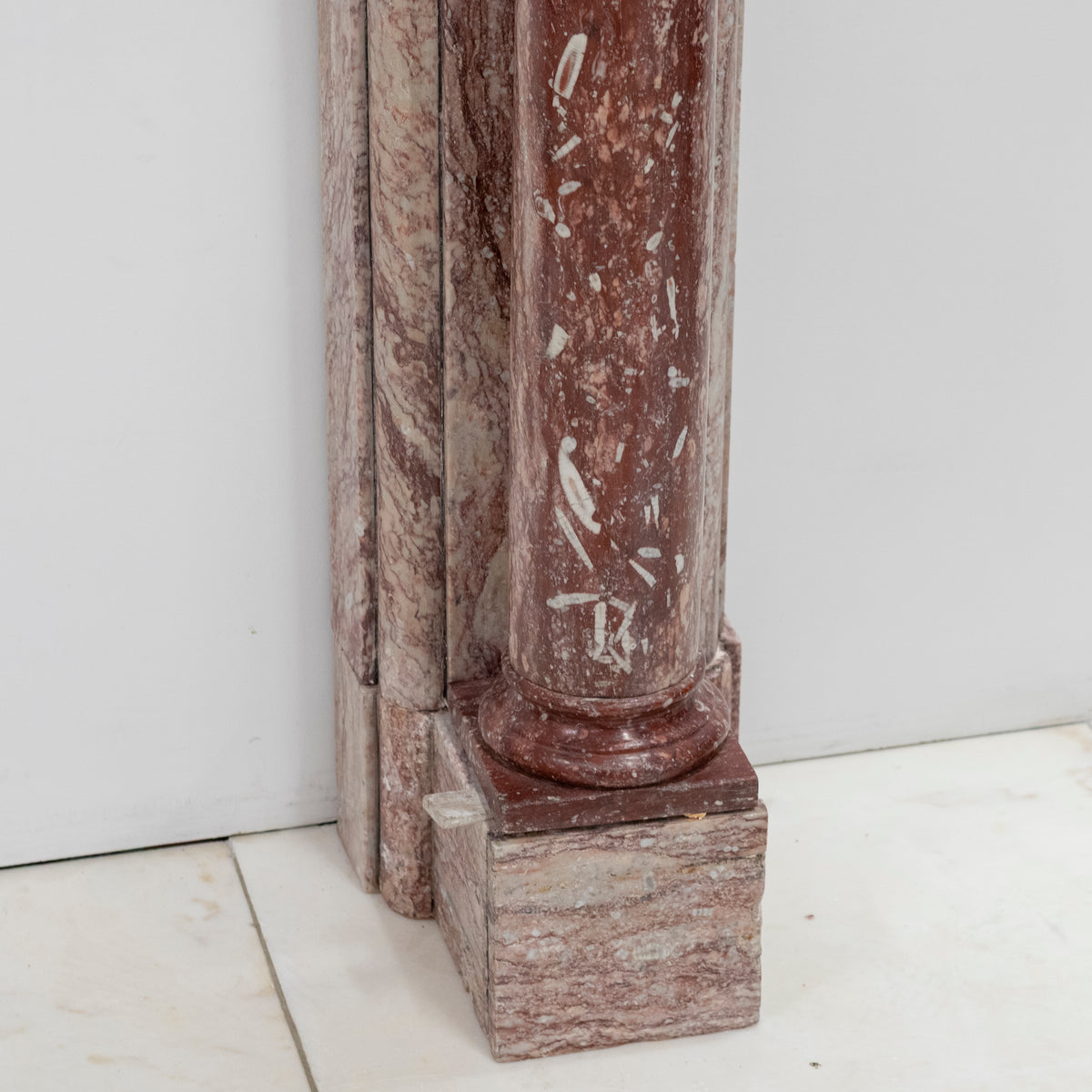 Antique Rojo Alicante Marble Fireplace Surround with Columns