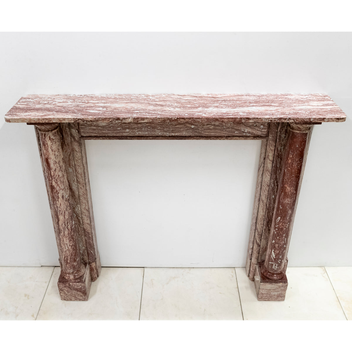 Antique Rojo Alicante Marble Fireplace Surround with Columns