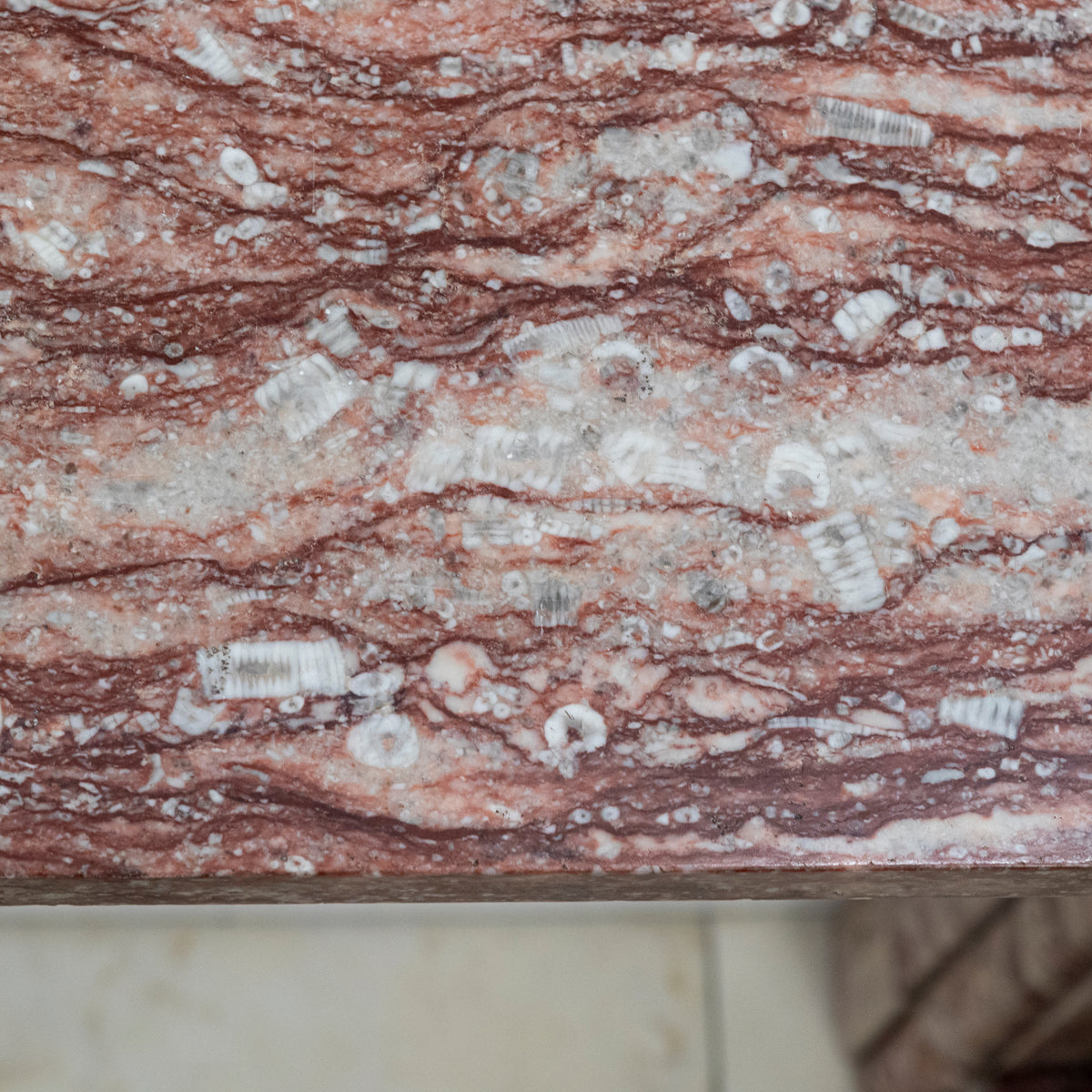 Antique Rojo Alicante Marble Fireplace Surround with Columns