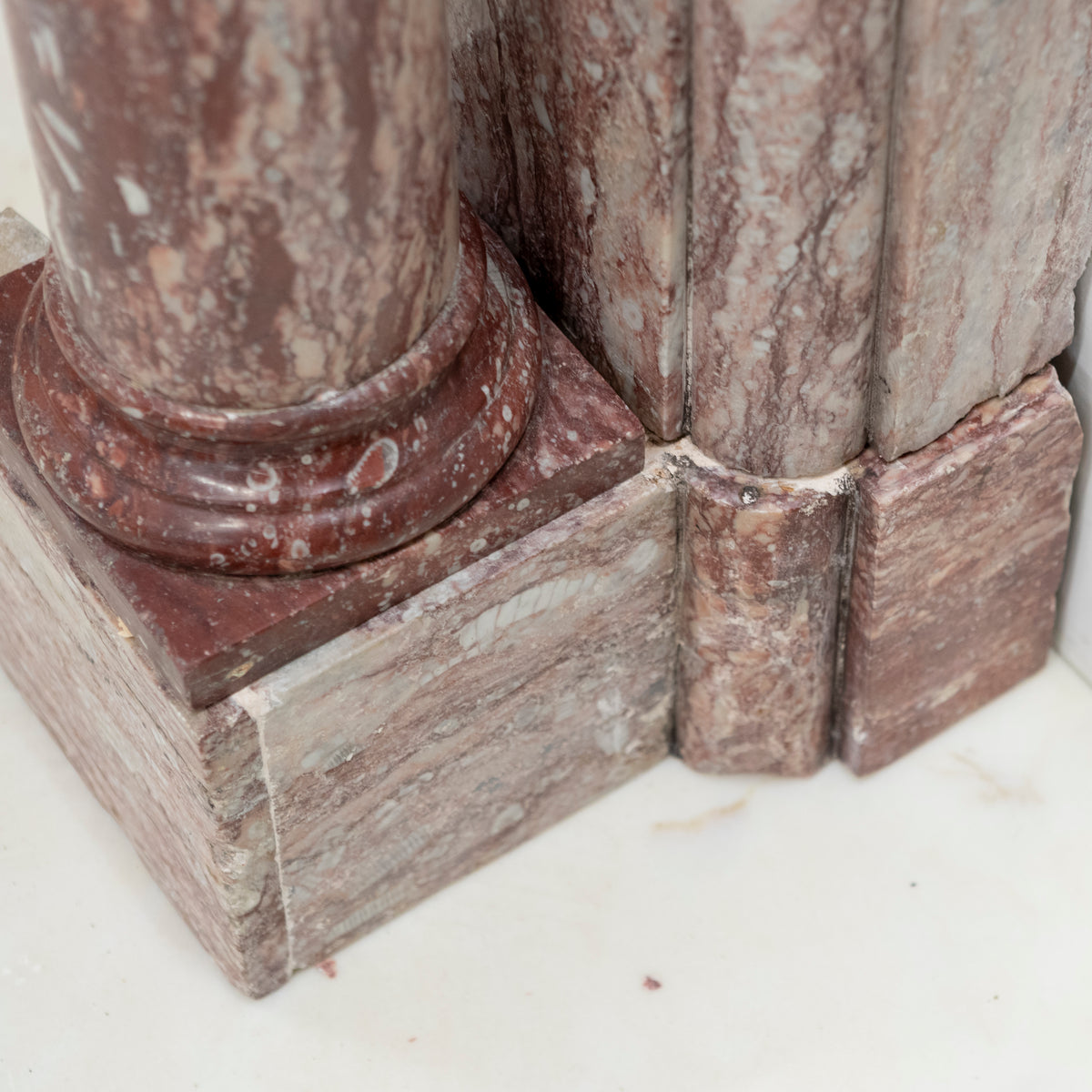 Antique Rojo Alicante Marble Fireplace Surround with Columns