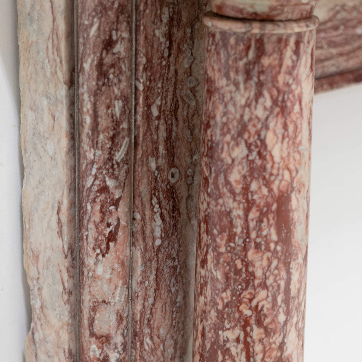 Antique Rojo Alicante Marble Fireplace Surround with Columns