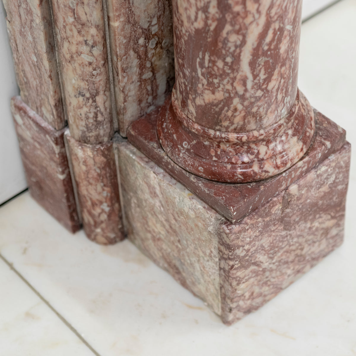 Antique Rojo Alicante Marble Fireplace Surround with Columns