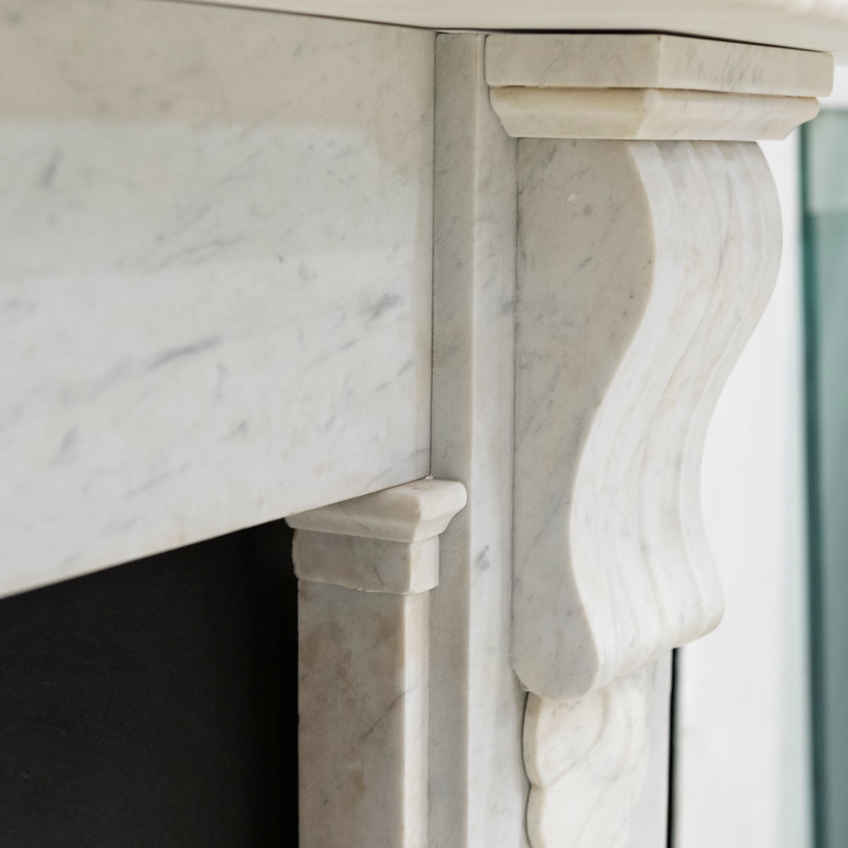 Antique Carrara Marble Fireplace Surround with Corbels