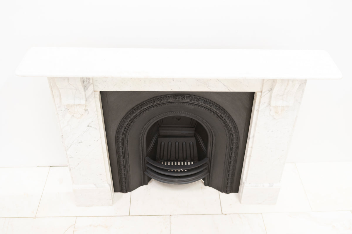Antique Carrara Marble Fireplace Surround with Corbels