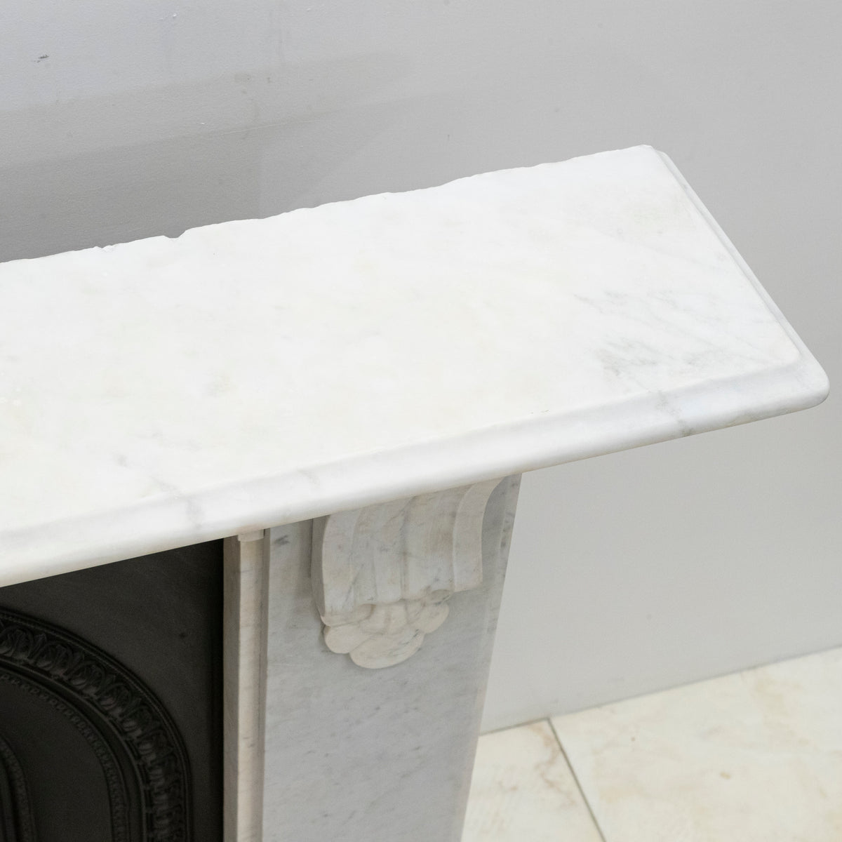 Antique Carrara Marble Fireplace Surround with Corbels