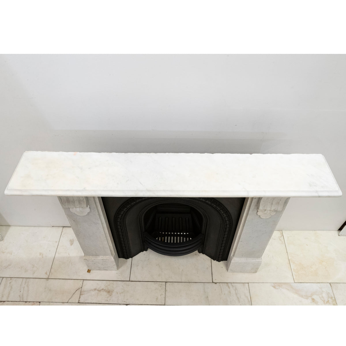 Antique Carrara Marble Fireplace Surround with Corbels