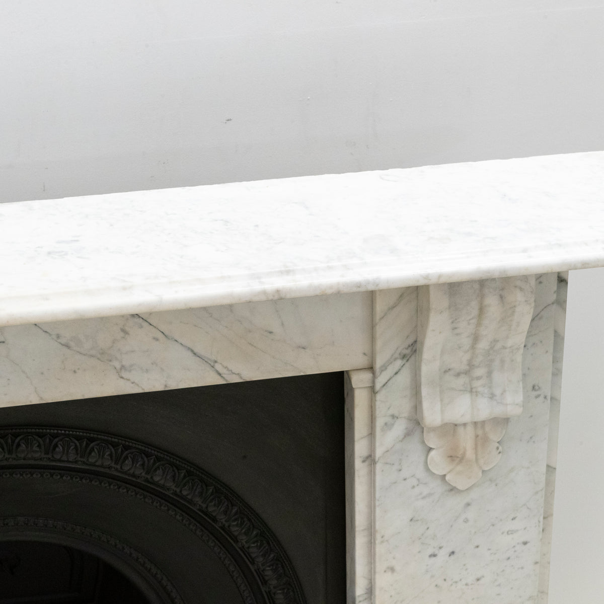 Antique Carrara Marble Fireplace Surround with Corbels