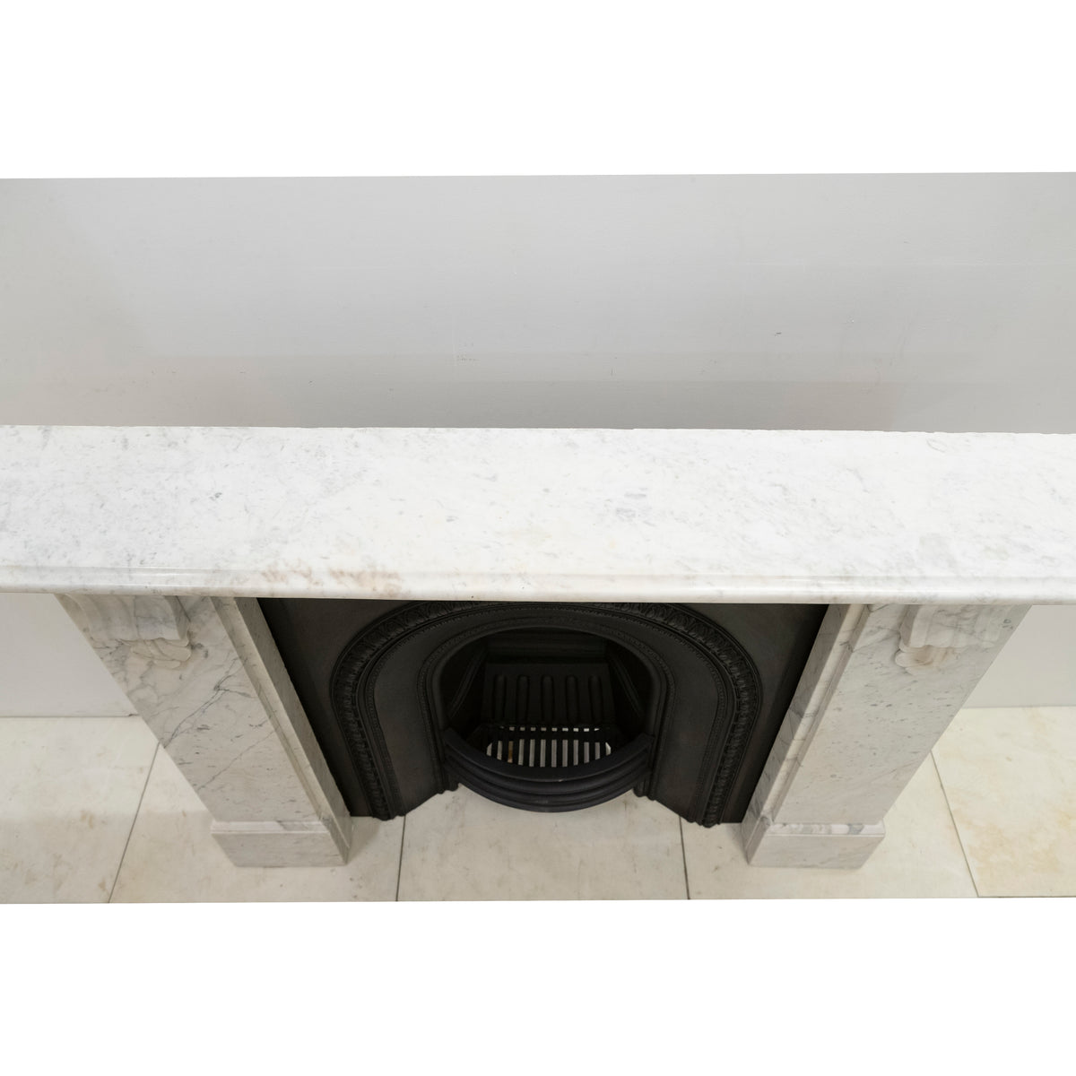 Antique Carrara Marble Fireplace Surround with Corbels