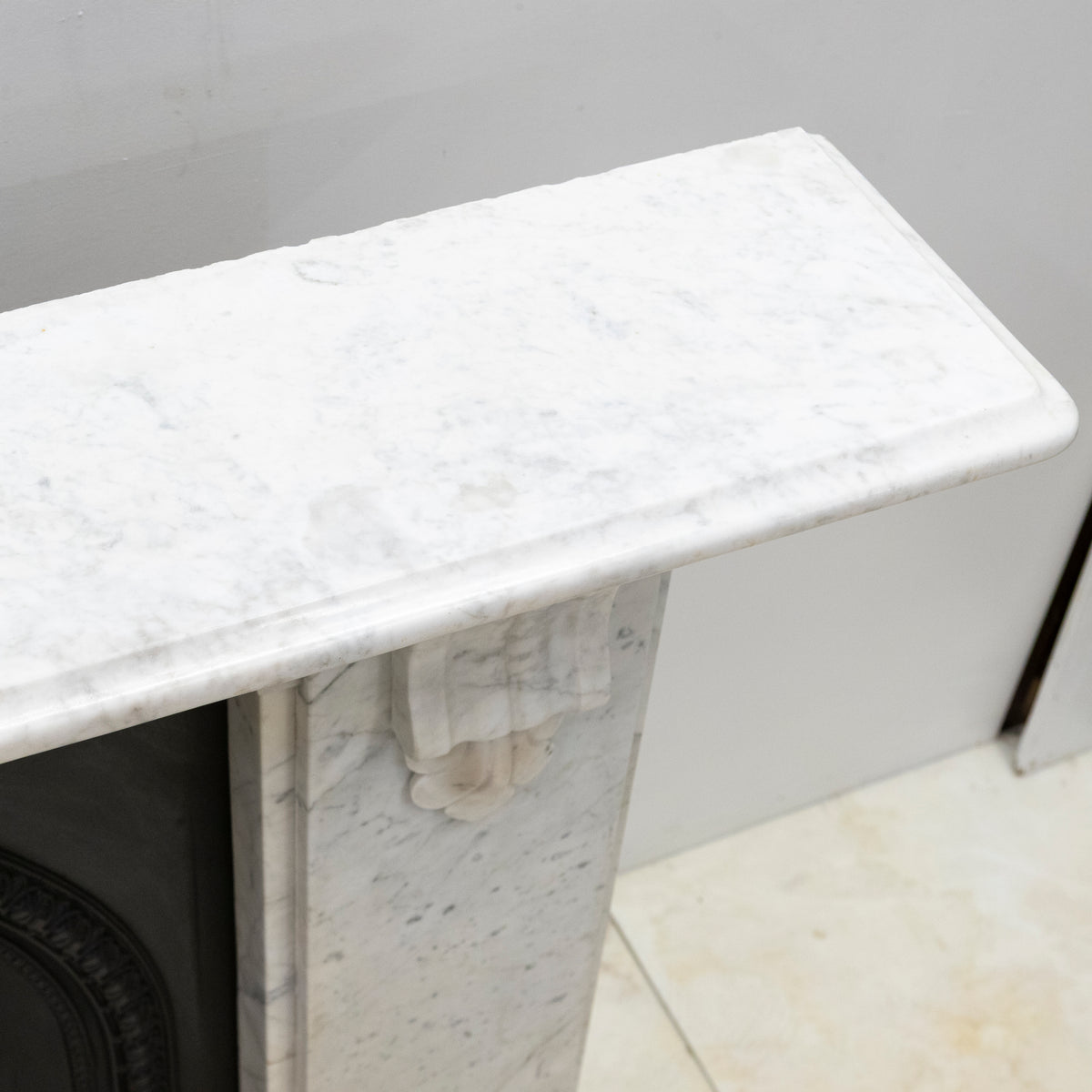 Antique Carrara Marble Fireplace Surround with Corbels