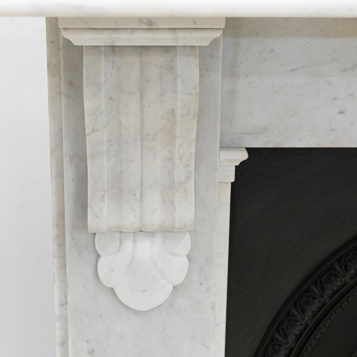Antique Carrara Marble Fireplace Surround with Corbels