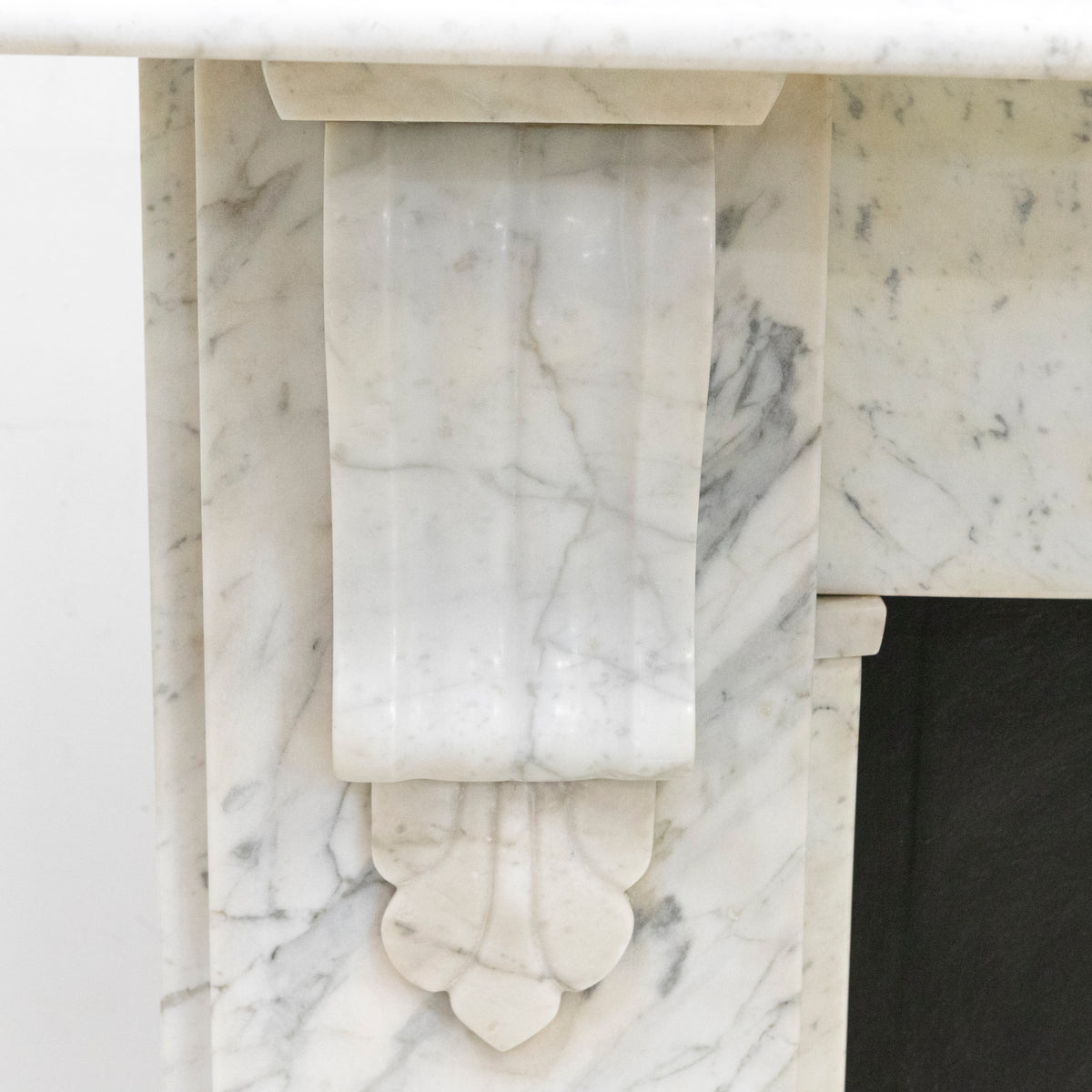 Antique Carrara Marble Fireplace Surround with Corbels