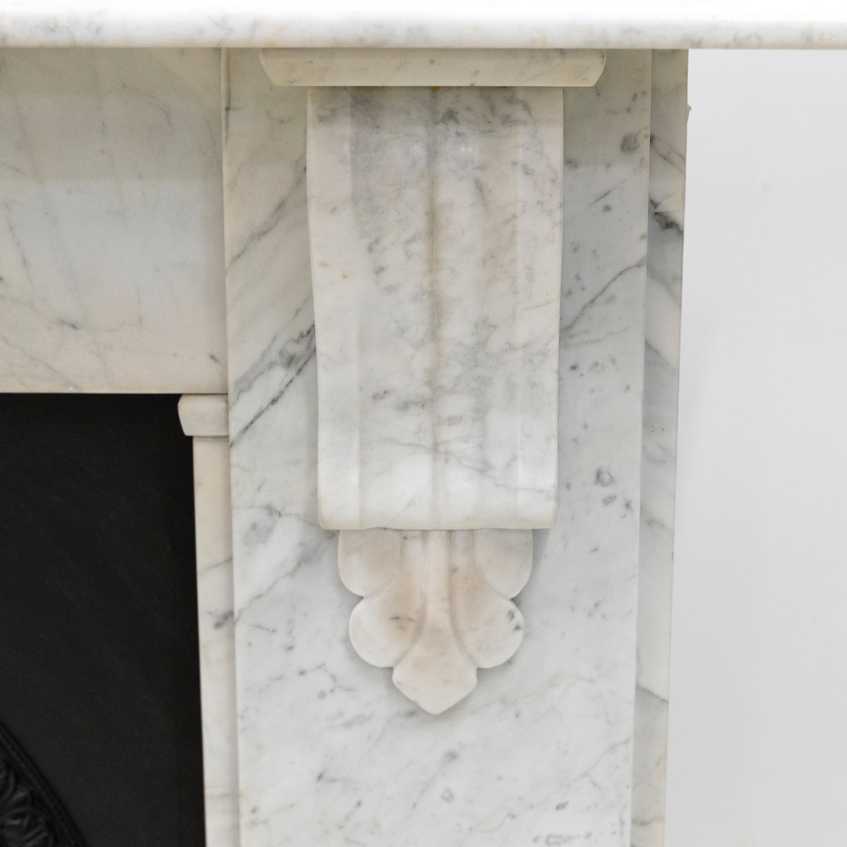 Antique Carrara Marble Fireplace Surround with Corbels