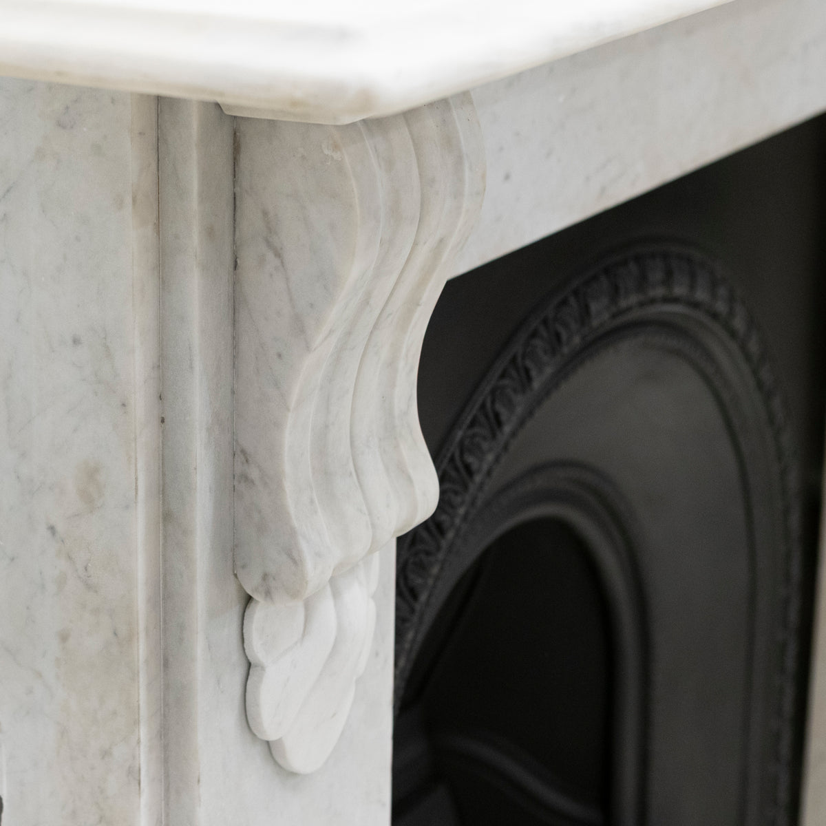 Antique Carrara Marble Fireplace Surround with Corbels