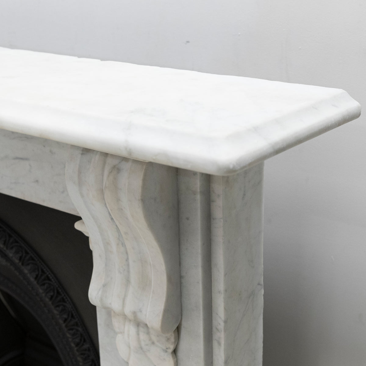 Antique Carrara Marble Fireplace Surround with Corbels