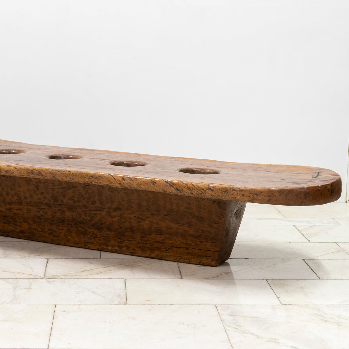 Antique Wooden Naga Table | Nagaland Mortar Grinding Table | The Architectural Forum