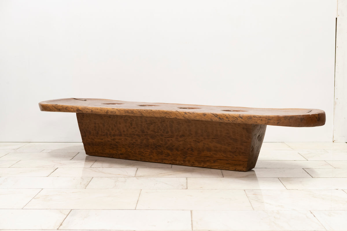 Antique Wooden Naga Table | Nagaland Mortar Grinding Table | The Architectural Forum