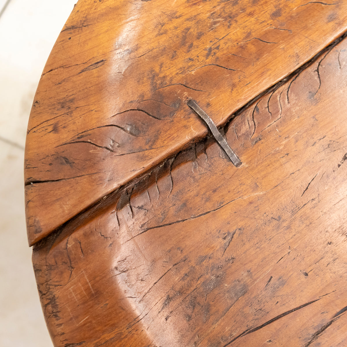 Antique Wooden Naga Table | Nagaland Mortar Grinding Table | The Architectural Forum