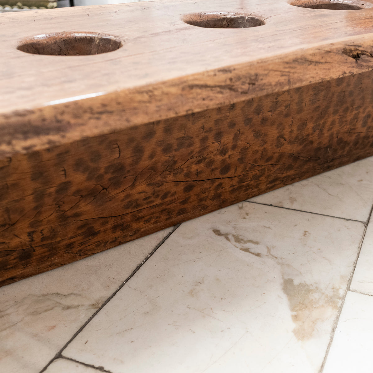 Antique Wooden Naga Table | Nagaland Mortar Grinding Table | The Architectural Forum