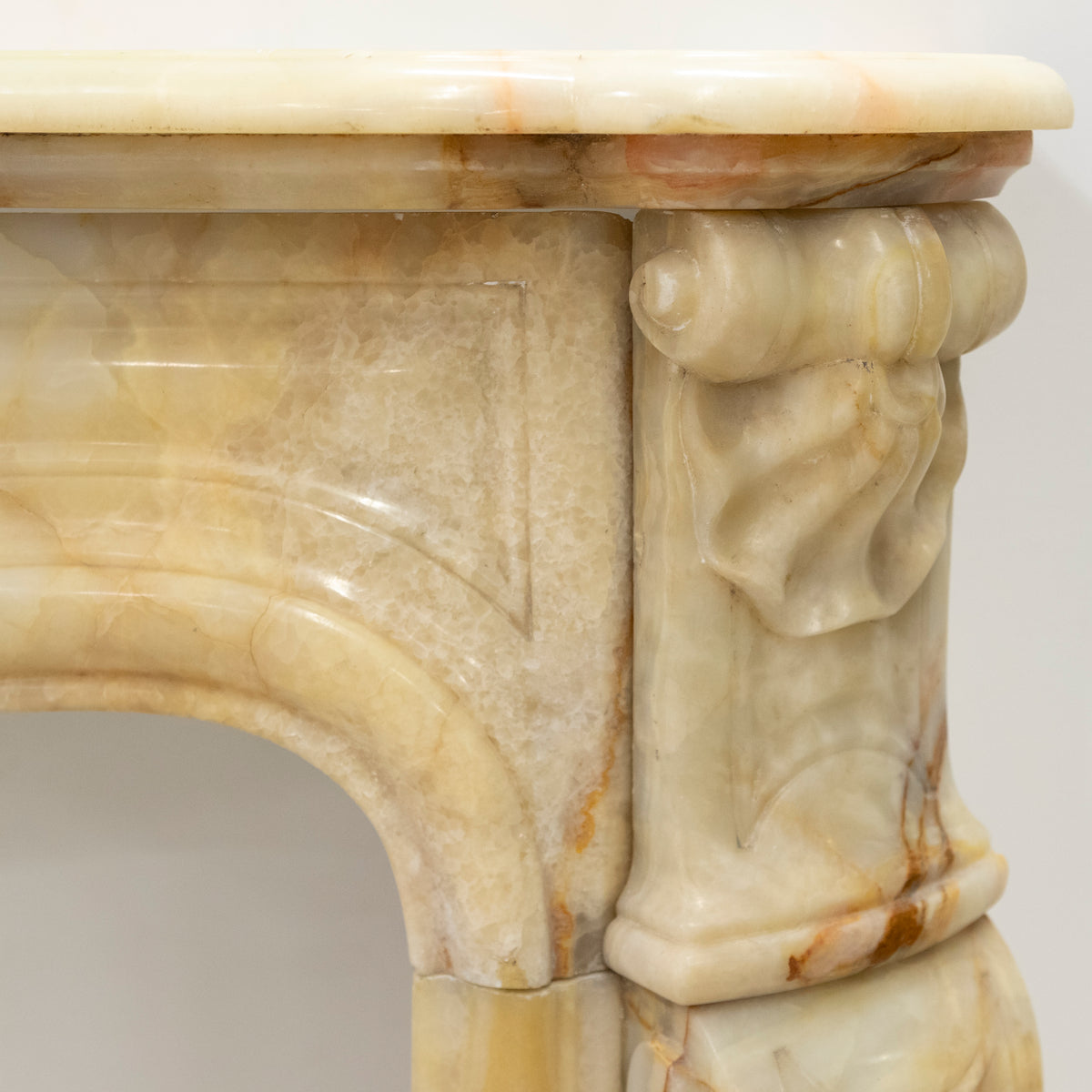 Superb French Louis Style Carved Onyx Fireplace Surround