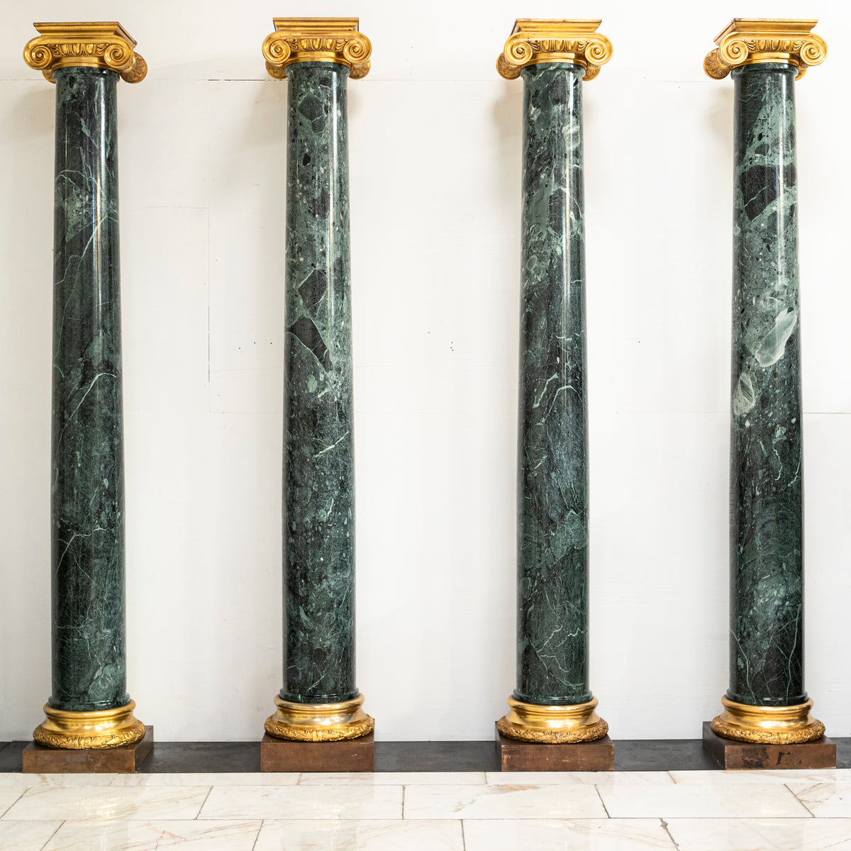 Pair of Grand Green Marble Columns (2 Pairs available) | The Architectural Forum