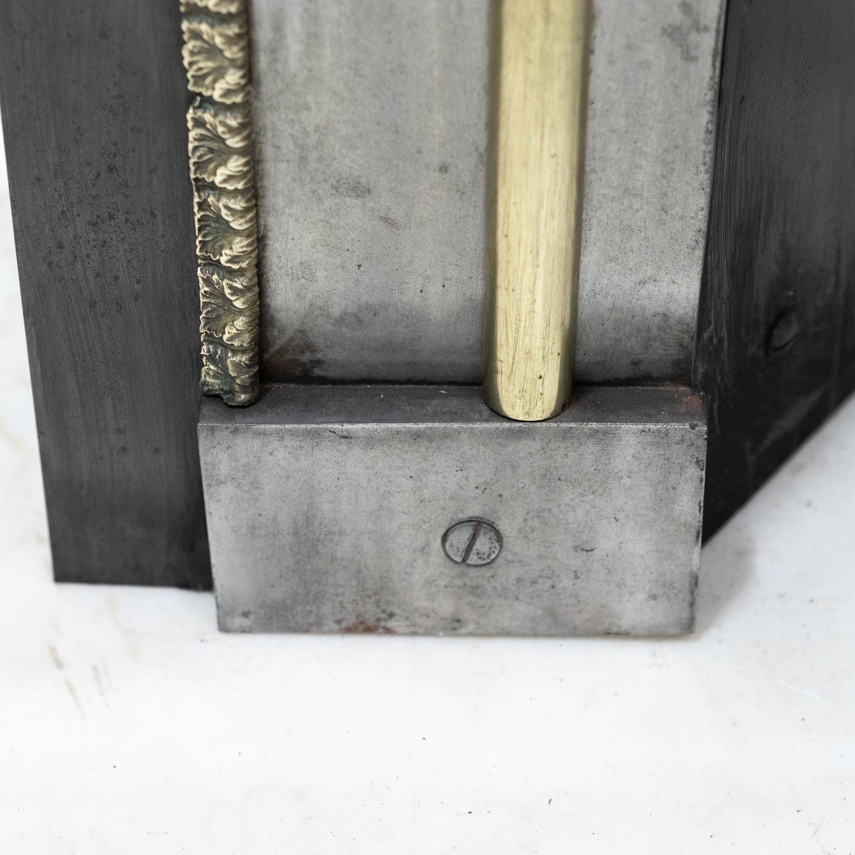 Antique Georgian Polished Hob Grate with Brass Mounts