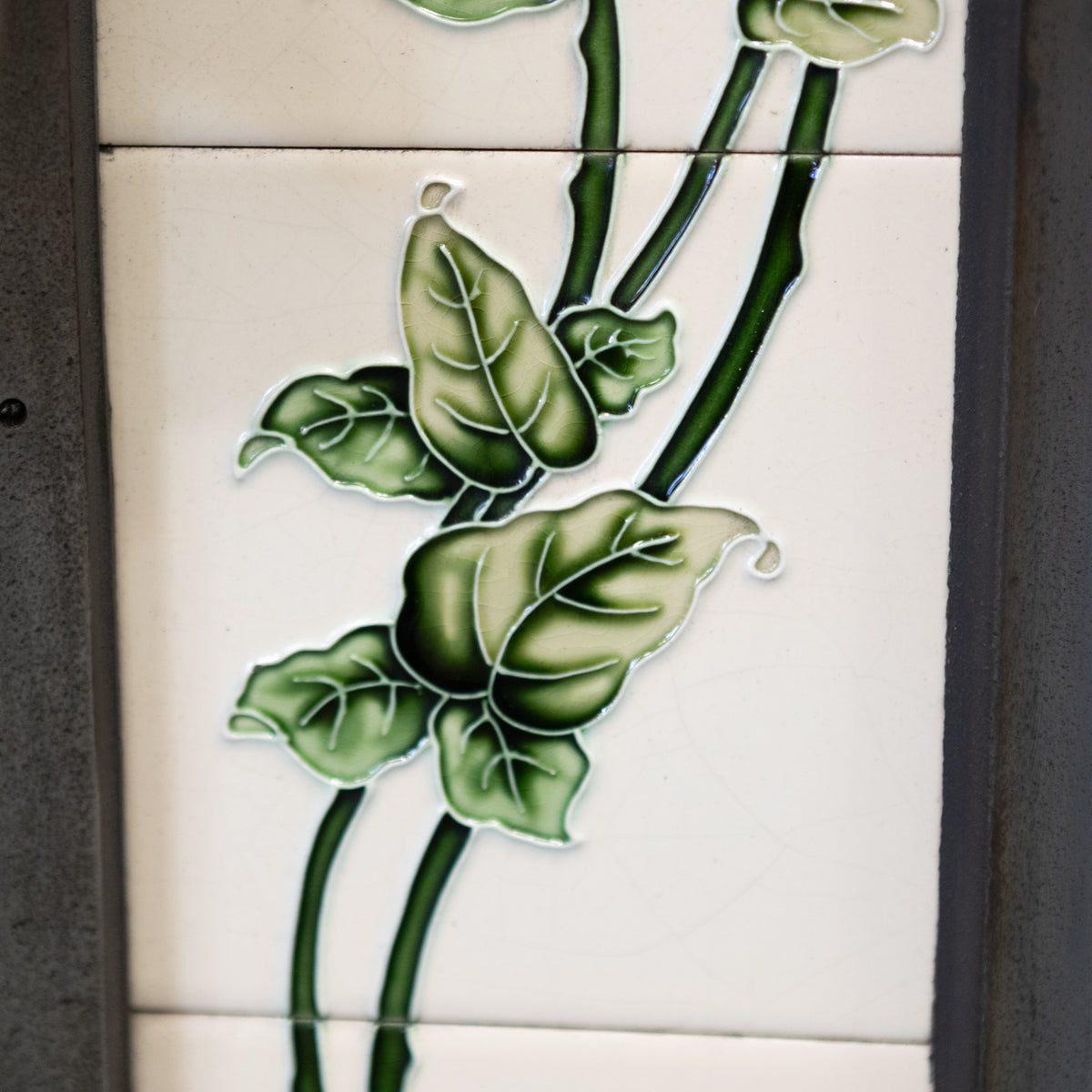 Antique Polished Art Nouveau Combination Fireplace With Tiles