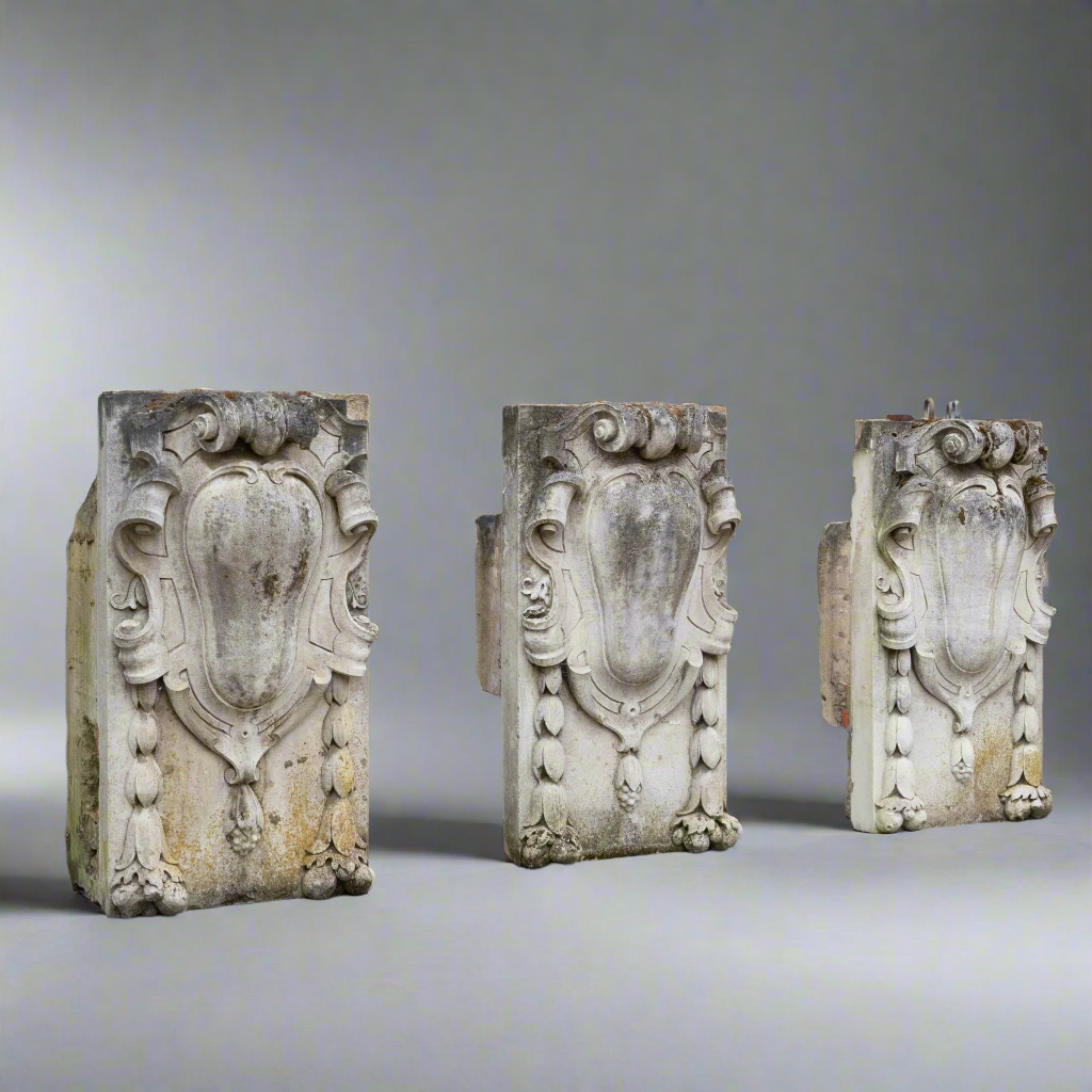 3 Monumental Antique Carved Keystones | London Building Facade | The Architectural Forum