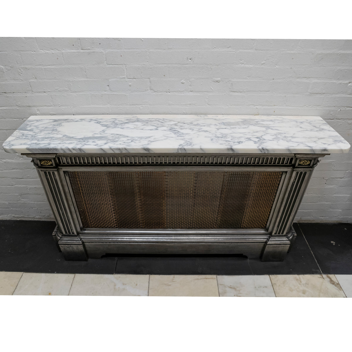 Antique Victorian Radiator Cover | Console Table with Marble Top | The Architectural Forum