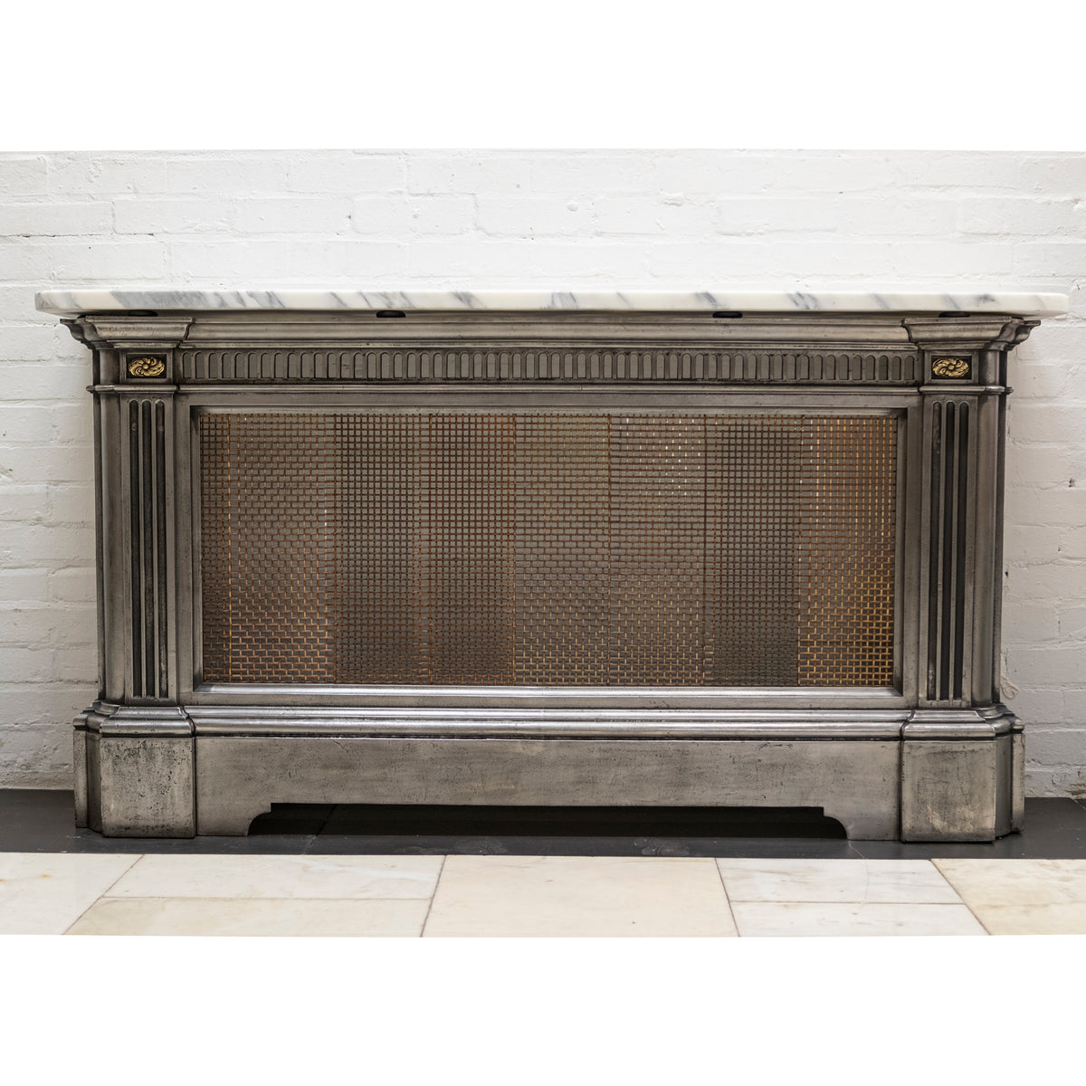 Antique Victorian Radiator Cover | Console Table with Marble Top | The Architectural Forum