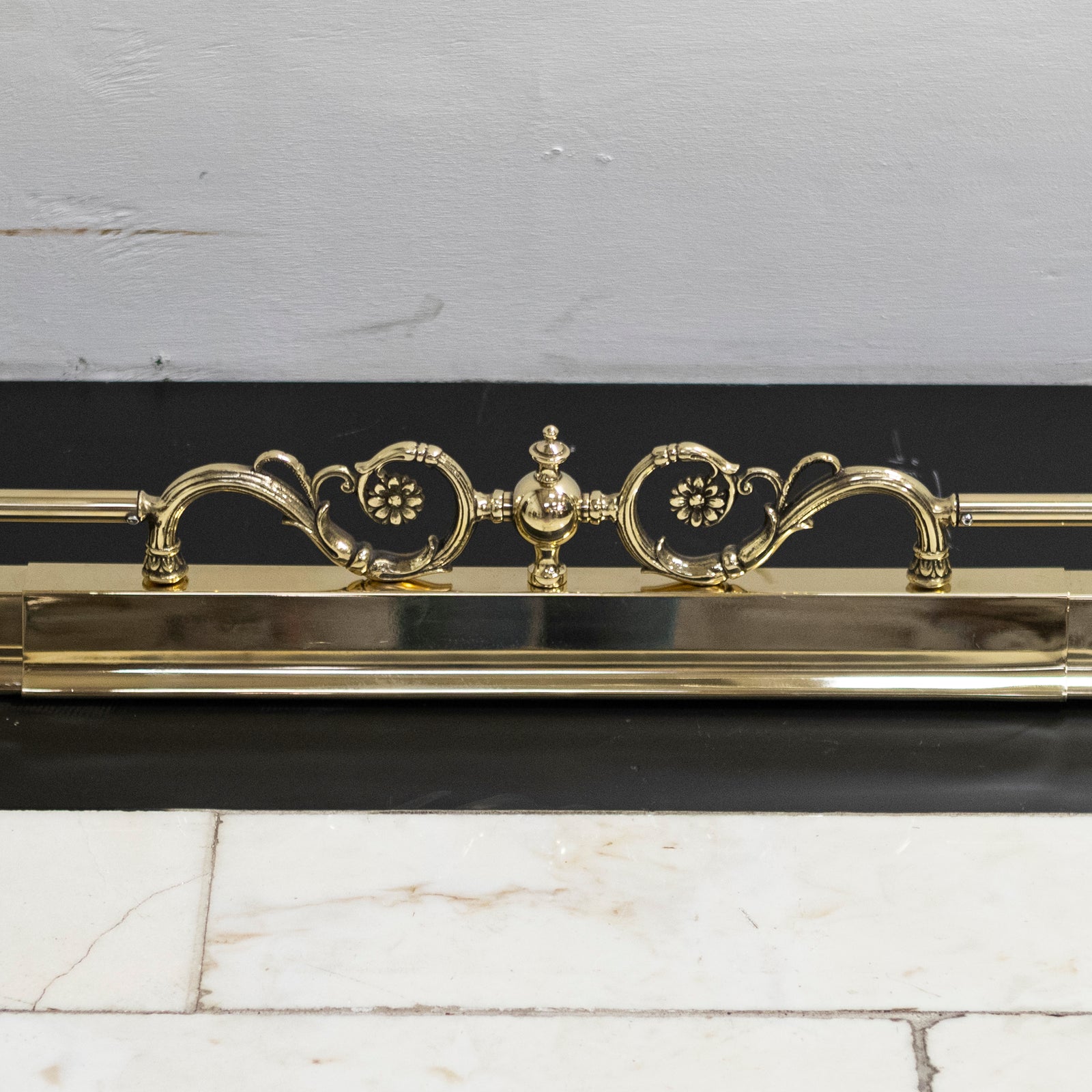 Reclaimed Adjustable Brass Fireplace Fender | The Architectural Forum