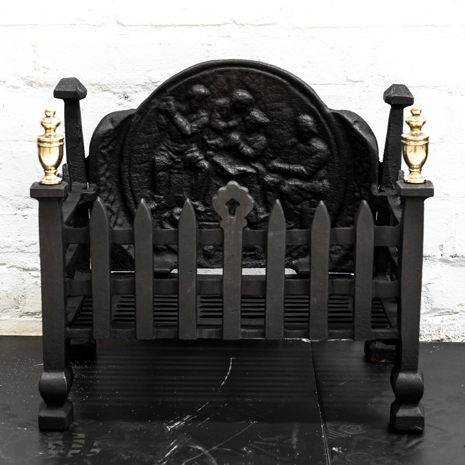 Reclaimed Cast Iron Fire Basket with Finials | The Architectural Forum