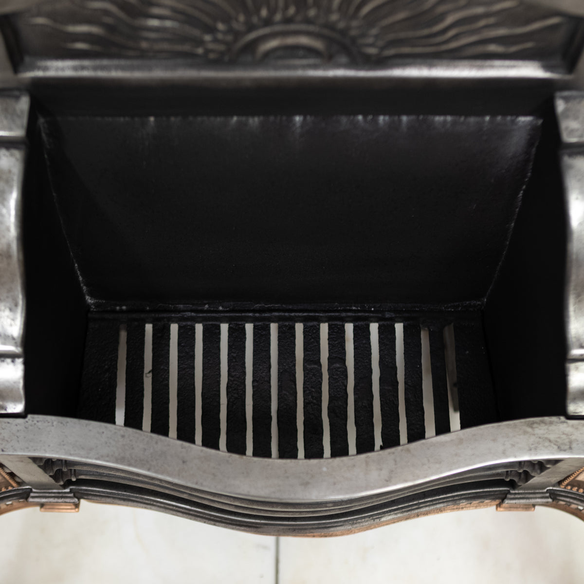Reclaimed Georgian Style Polished Steel and Bronze Fire Basket