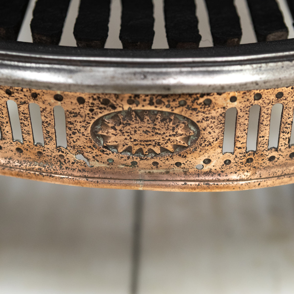 Reclaimed Georgian Style Polished Steel and Bronze Fire Basket