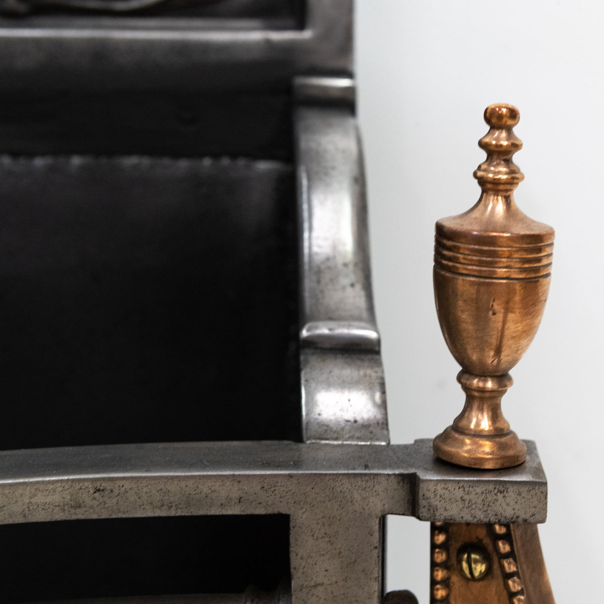 Reclaimed Georgian Style Polished Steel and Bronze Fire Basket