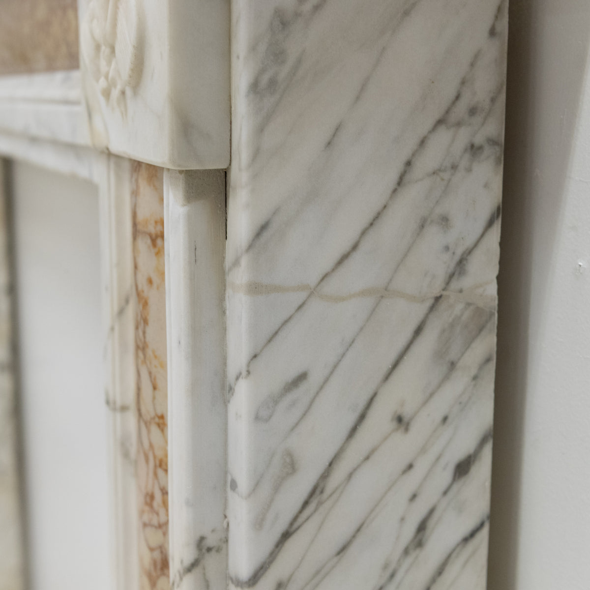 Regency Carrara Marble Fireplace Surround with Brocatelle Inlay | The Architectural Forum