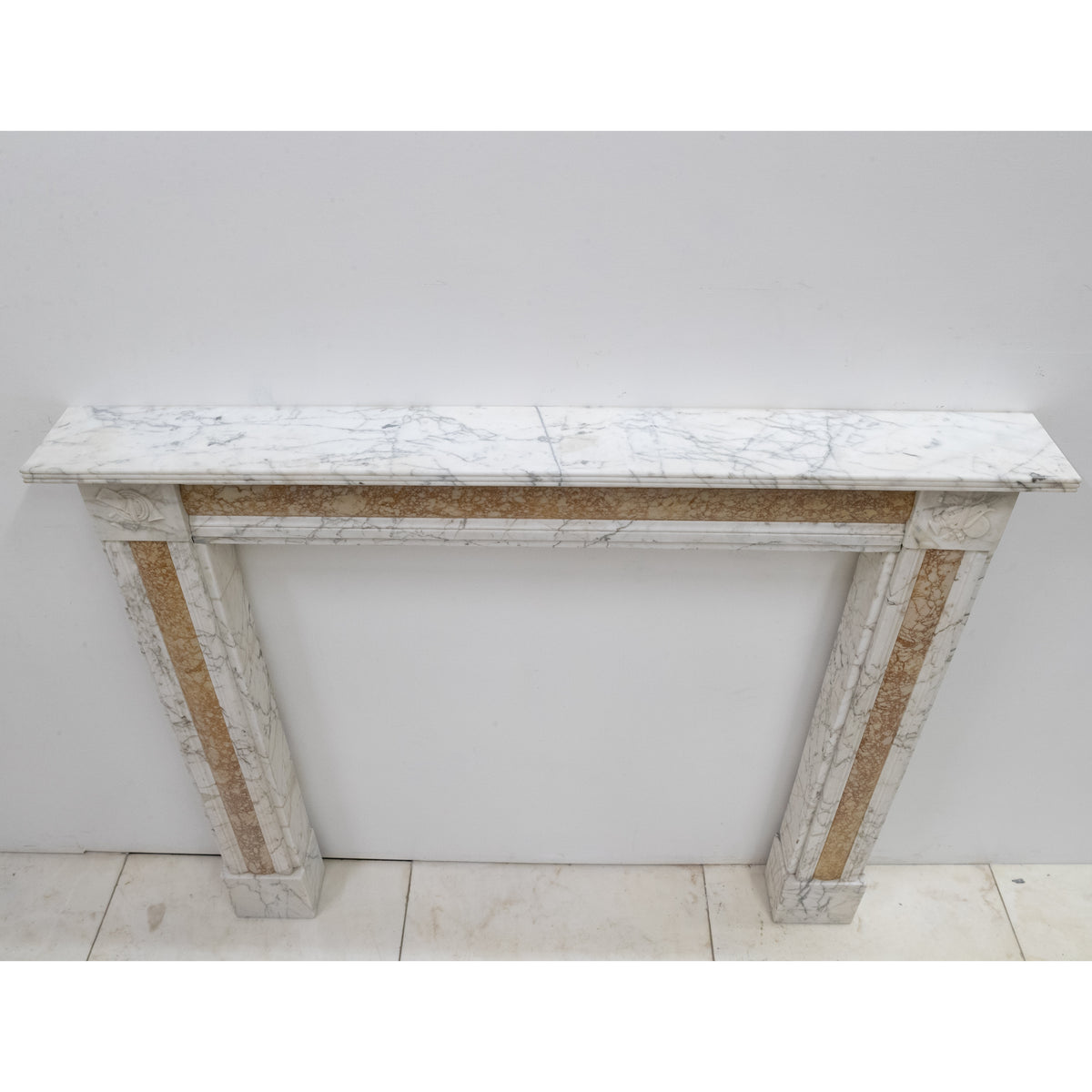 Regency Carrara Marble Fireplace Surround with Brocatelle Inlay | The Architectural Forum
