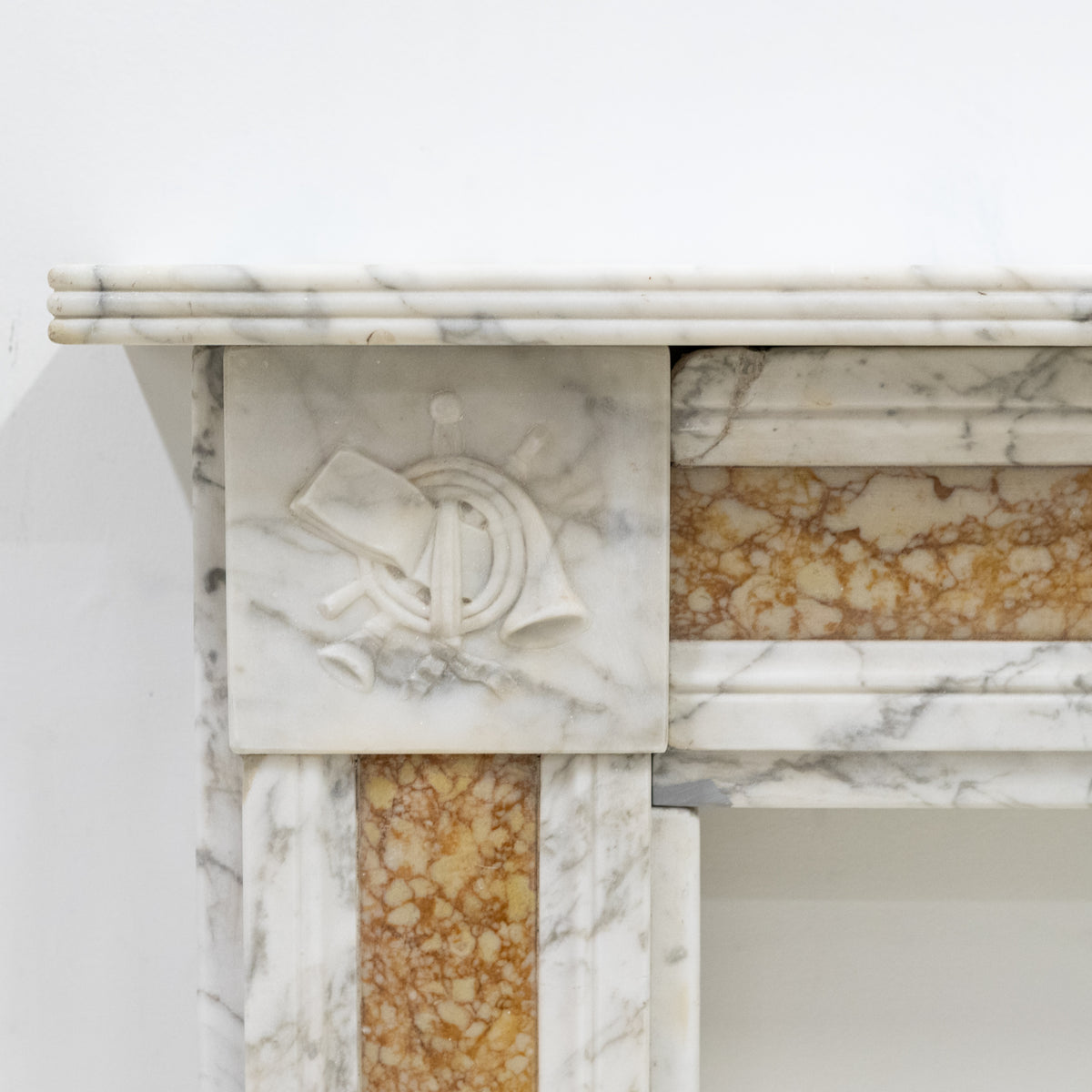 Regency Carrara Marble Fireplace Surround with Brocatelle Inlay | The Architectural Forum
