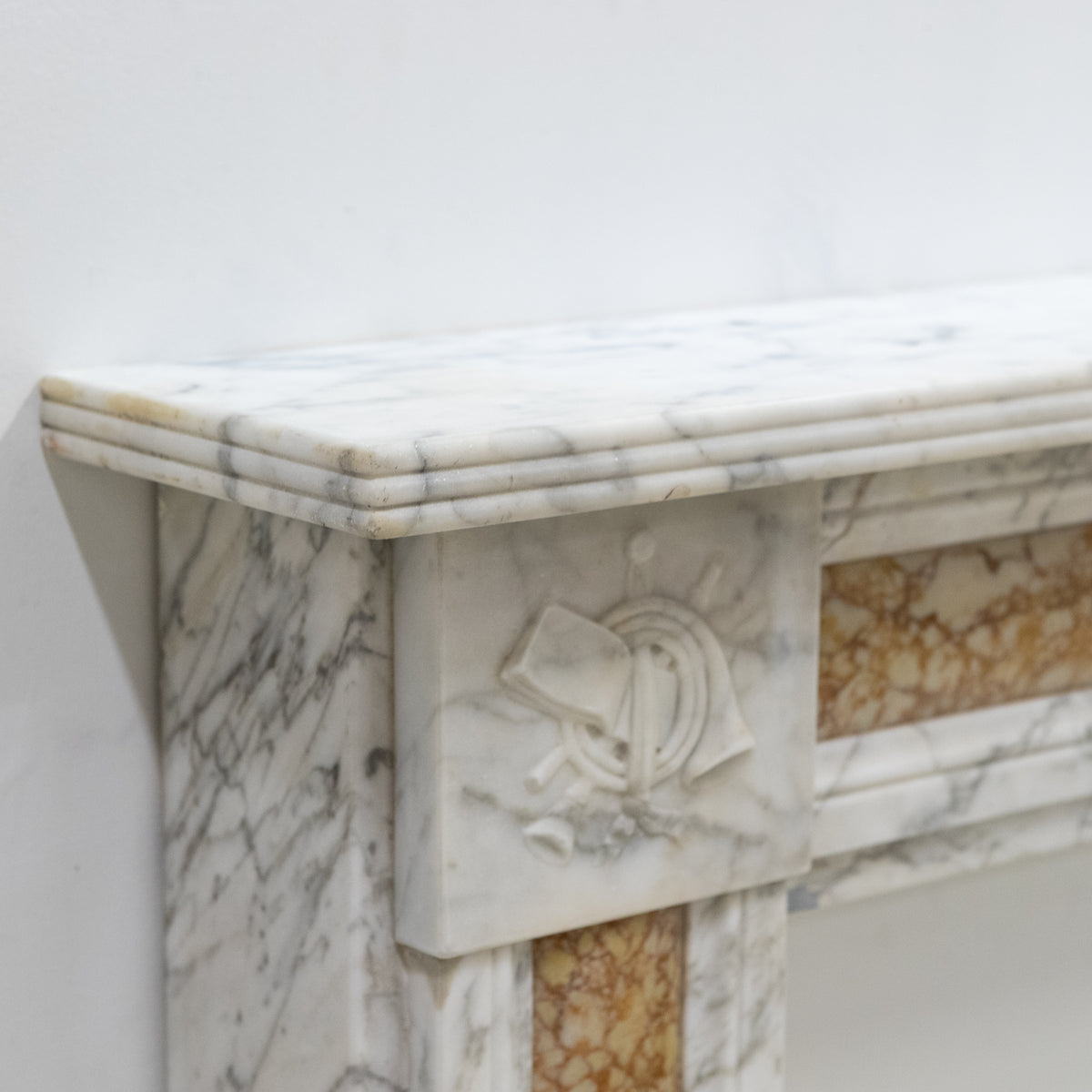 Regency Carrara Marble Fireplace Surround with Brocatelle Inlay | The Architectural Forum