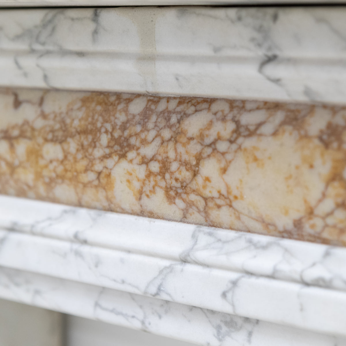 Regency Carrara Marble Fireplace Surround with Brocatelle Inlay | The Architectural Forum