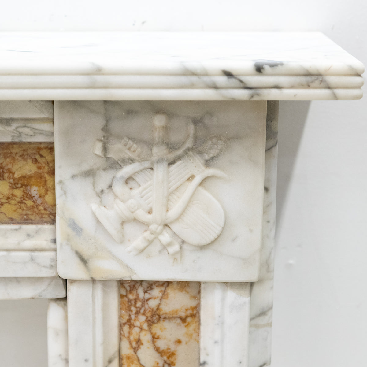 Regency Carrara Marble Fireplace Surround with Brocatelle Inlay | The Architectural Forum