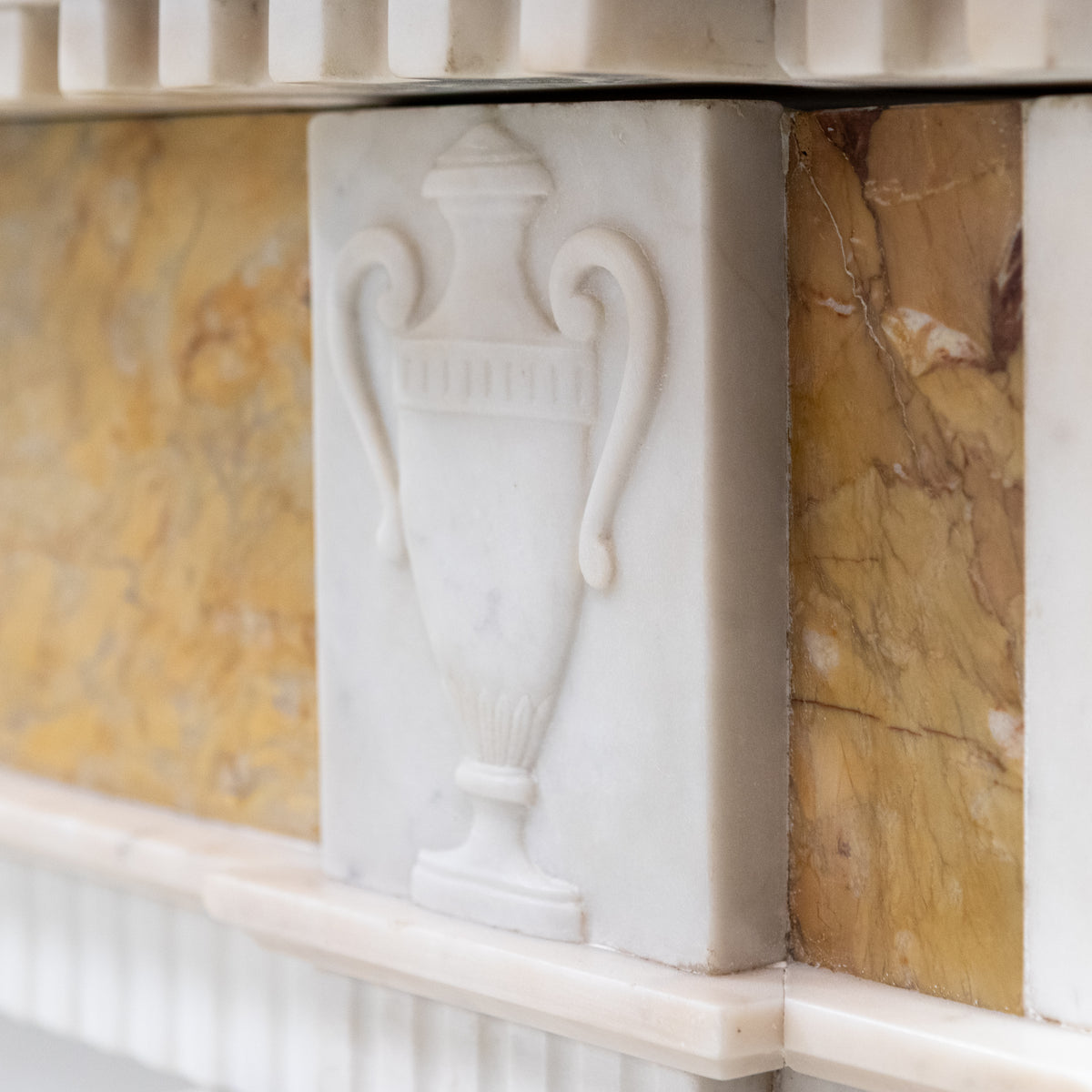 Antique Regency Statuary & Siena Marble Fireplace Surround with Wedgwood Plaque